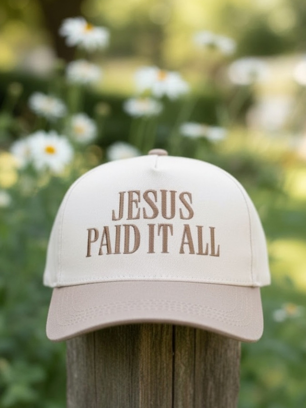 New! Jesus Paid It All Ash Mocha Baseball Cap Hat